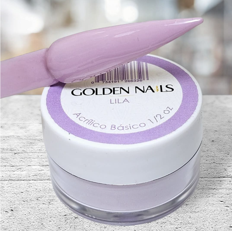 ACRILICO LILA GOLDEN NAILS